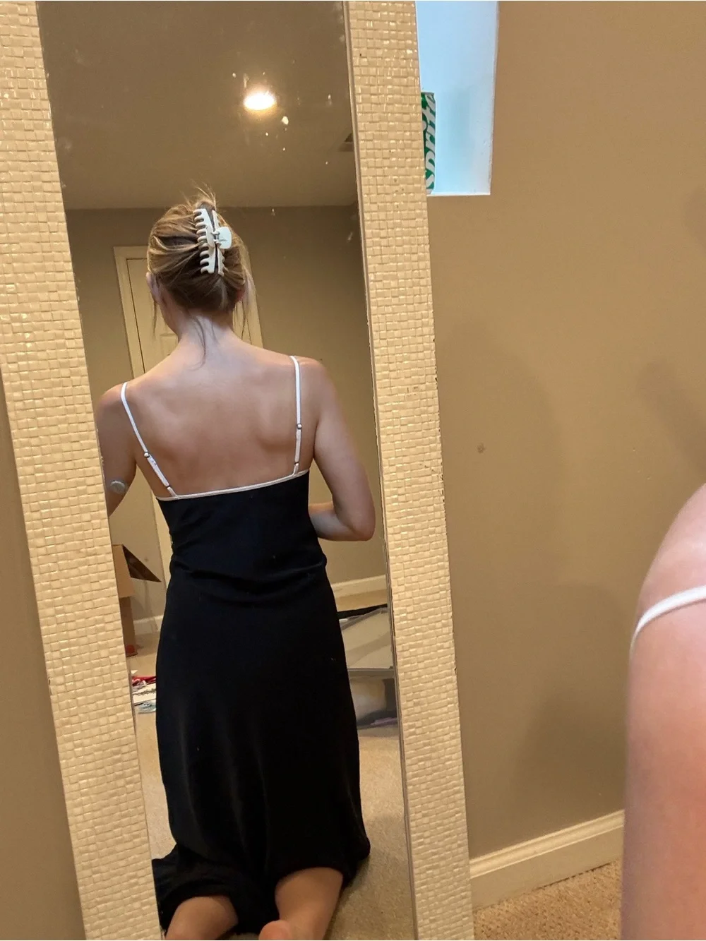Abercrombie & Fitch Black Maxi Slip Dress with White Trim